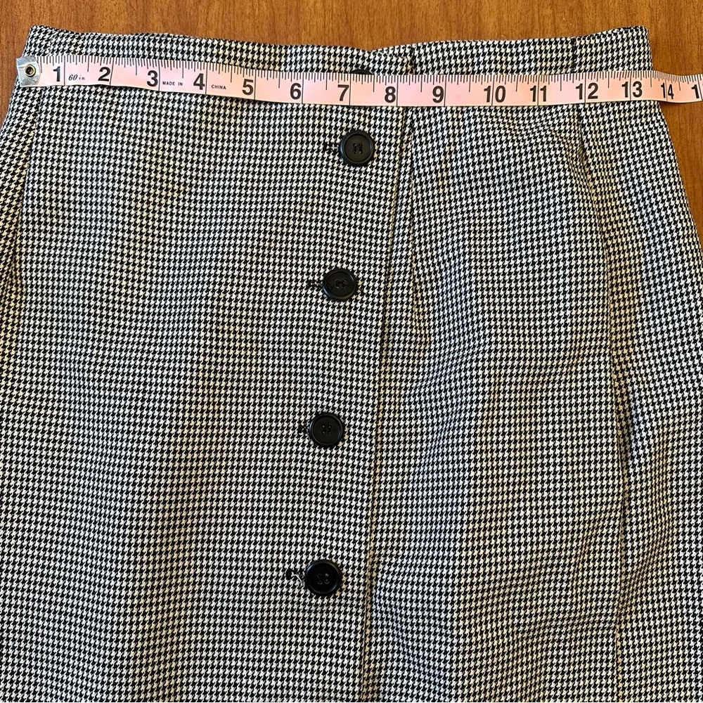 Classic Vintage 80s Black and White Houndstooth Skirt pencil wiggle checkered - Picture 5 of 6